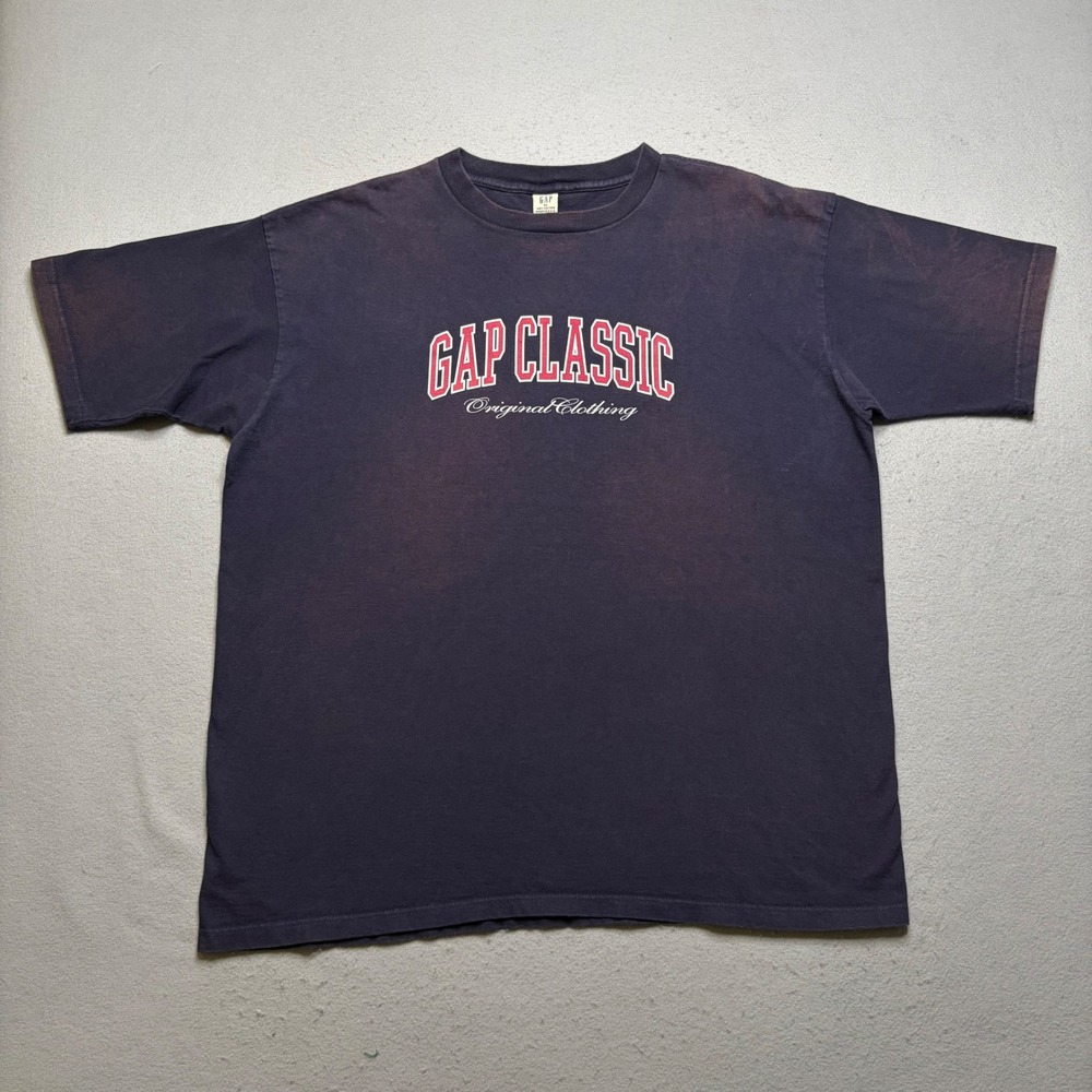 Gap T-Shirt Mens XL Blue Classic Logo Vintage 90s Made in USA Faded Streetwear